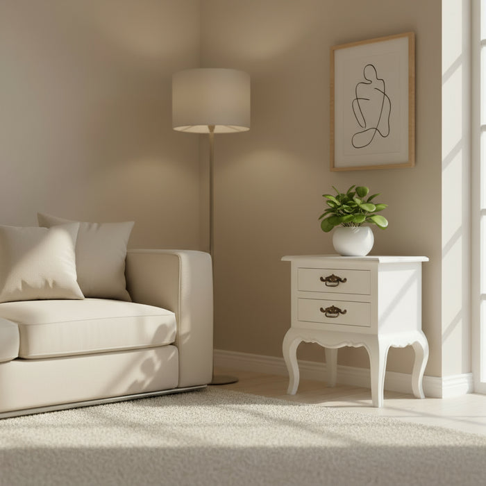 French Provincial 2 Drawer Side Table