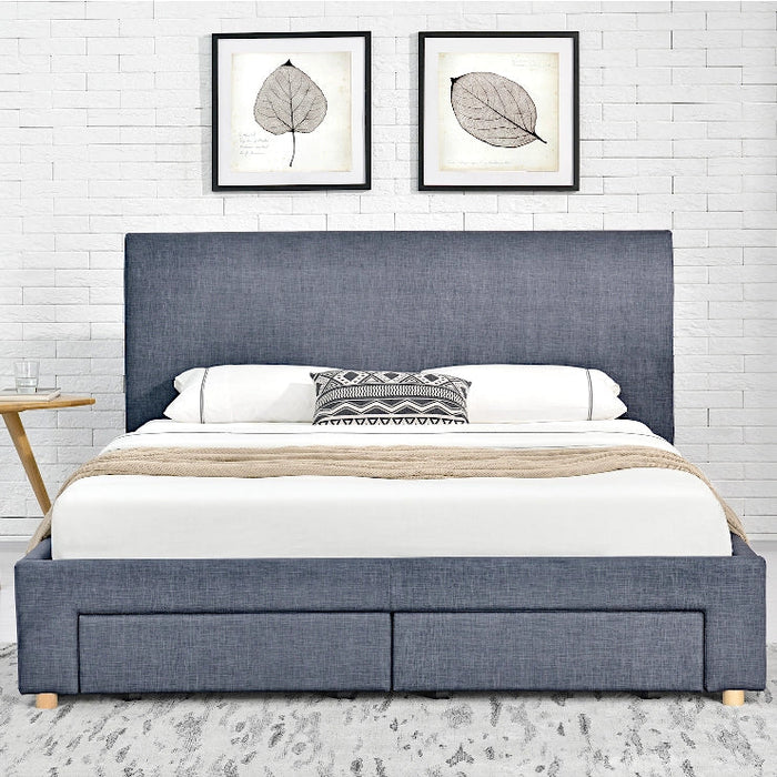 Lucas Fabric Bed With 4 Drawers, Dark Grey, Size Options