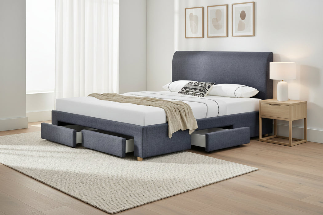 Lucas Fabric Bed With 4 Drawers, Dark Grey, Size Options