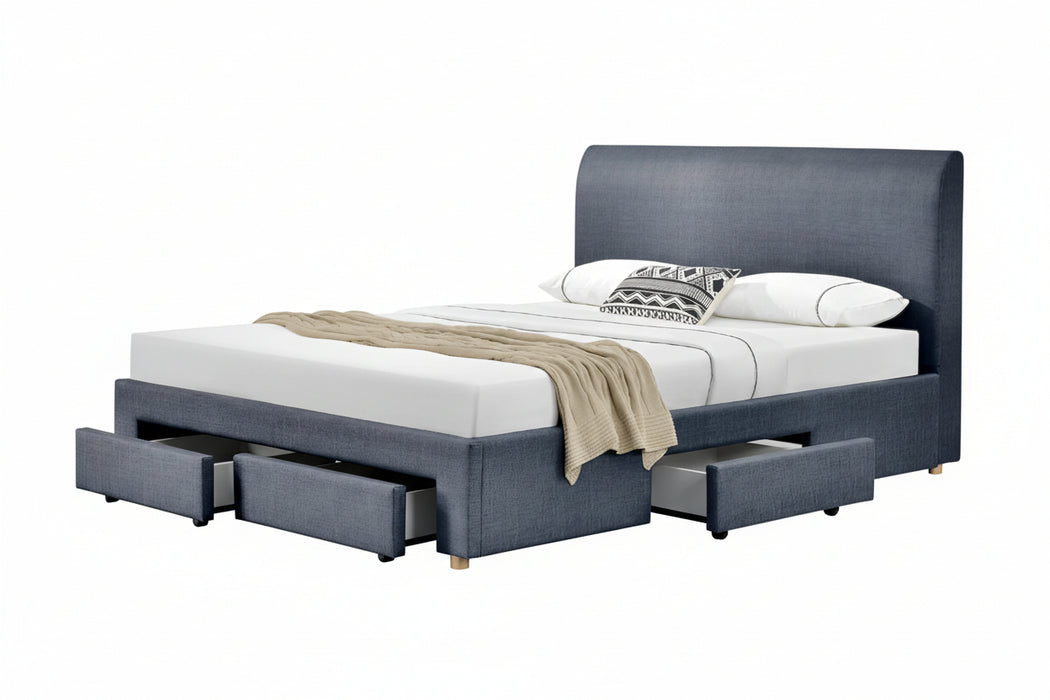 Lucas Fabric Bed With 4 Drawers, Dark Grey, Size Options