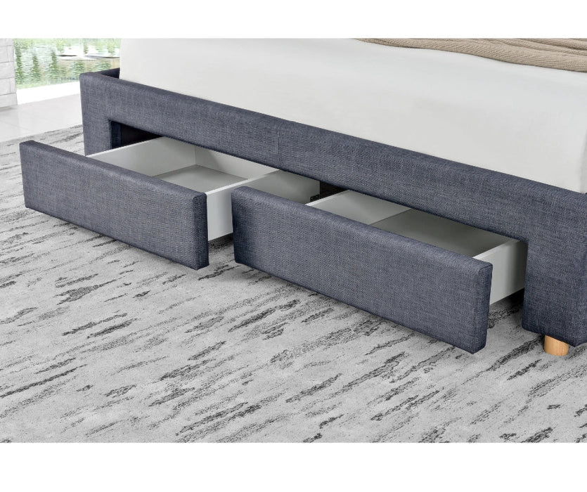 Lucas Fabric Bed With 4 Drawers, Dark Grey, Size Options