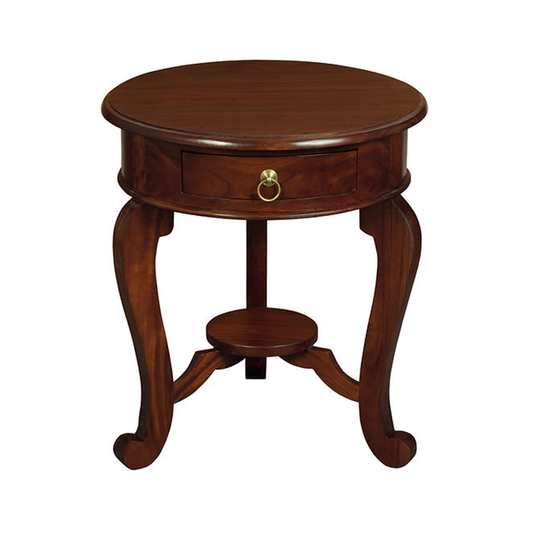 Candava Leg 1 Drawer Lamp Table, Mahogany