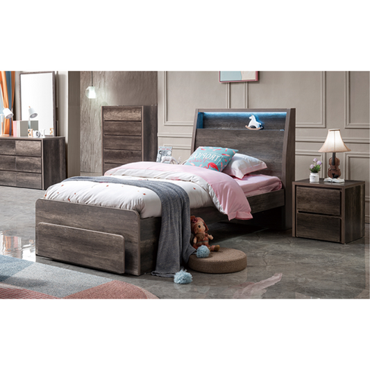 Lorena  End Drawer Bed, Charcoal