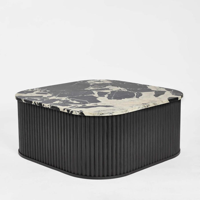 Noir Marble & Black Oak Square Coffee Table