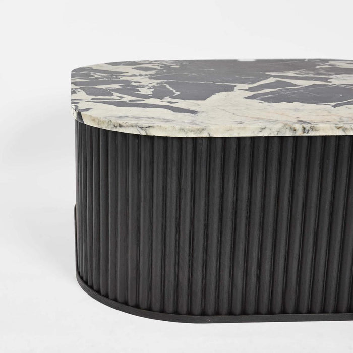 Noir Marble & Black Oak Square Coffee Table