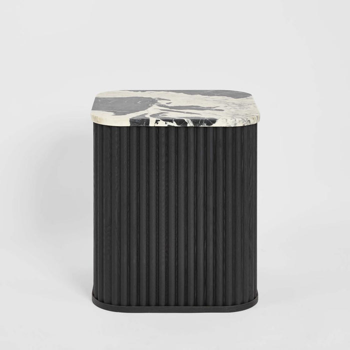 Noir Marble & Black Oak Square Side Table