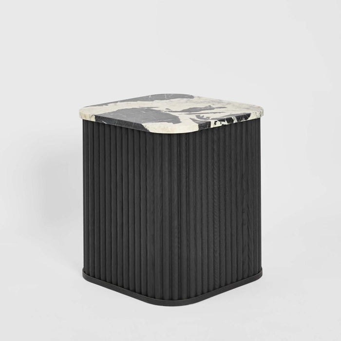Noir Marble & Black Oak Square Side Table