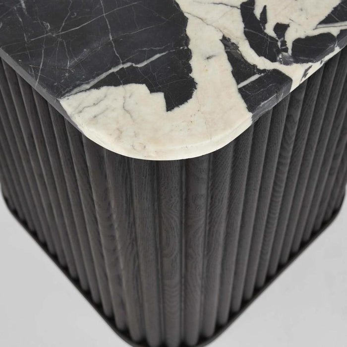 Noir Marble & Black Oak Square Side Table