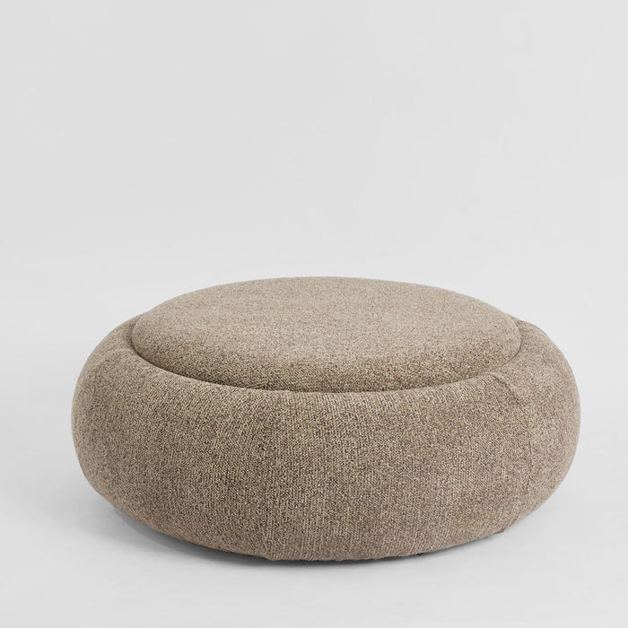Cove Round Coffee Table Storage Ottoman Oak/Brown