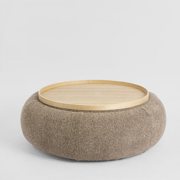 Cove Round Coffee Table Storage Ottoman Oak/Brown