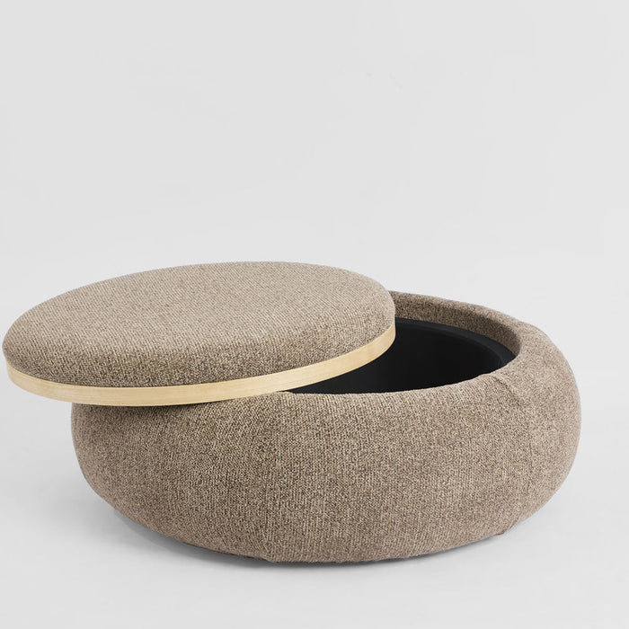 Cove Round Coffee Table Storage Ottoman Oak/Brown