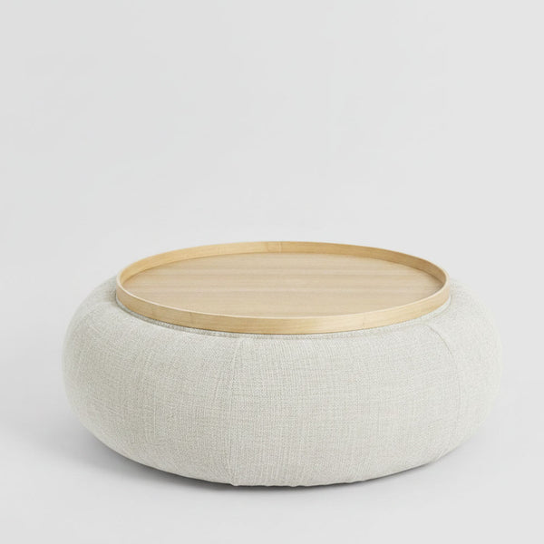 Cove Round Coffee Table Storage Ottoman Oak/Natural