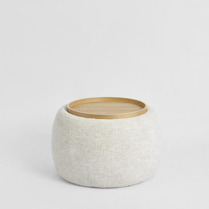 Cove Side Table Storage Ottoman Oak Natural