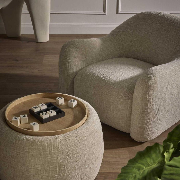 Cove Side Table Storage Ottoman Oak Natural