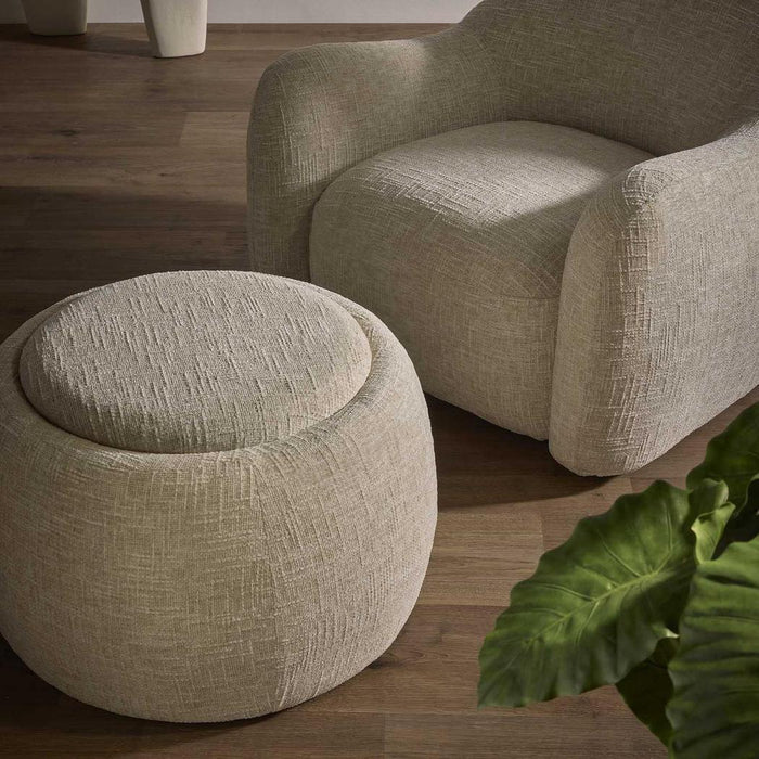 Cove Side Table Storage Ottoman Oak Natural