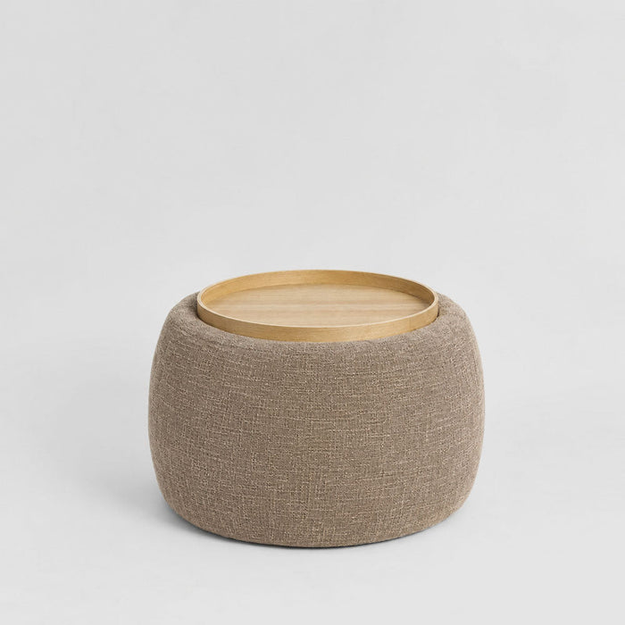 Cove Side Table Storage Ottoman Oak Brown