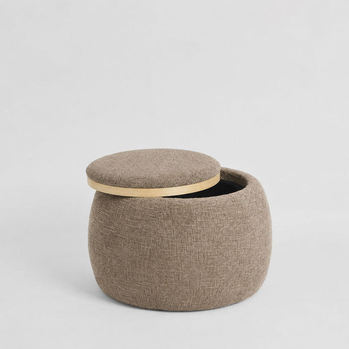 Cove Side Table Storage Ottoman Oak Brown