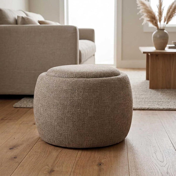 Cove Side Table Storage Ottoman Oak Brown