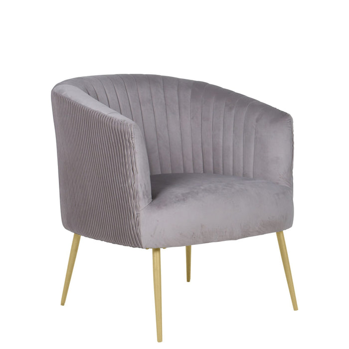 Perla Dolphin Grey Velvet Accent Armchair