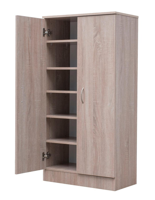 Mission 2 Door Shoe Cabinet 61cm W x 120cm H - Light Oak