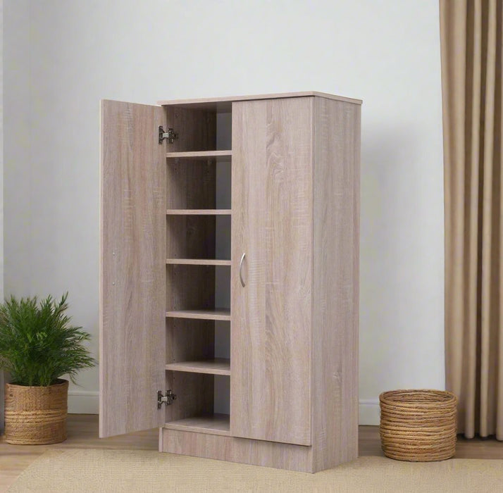 Mission 2 Door Shoe Cabinet 61cm W x 120cm H - Light Oak