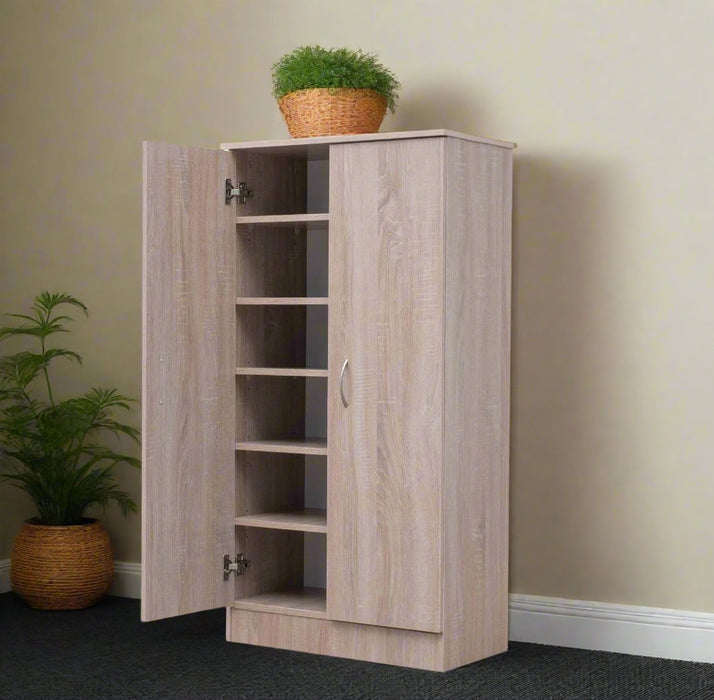 Mission 2 Door Shoe Cabinet 61cm W x 120cm H - Light Oak