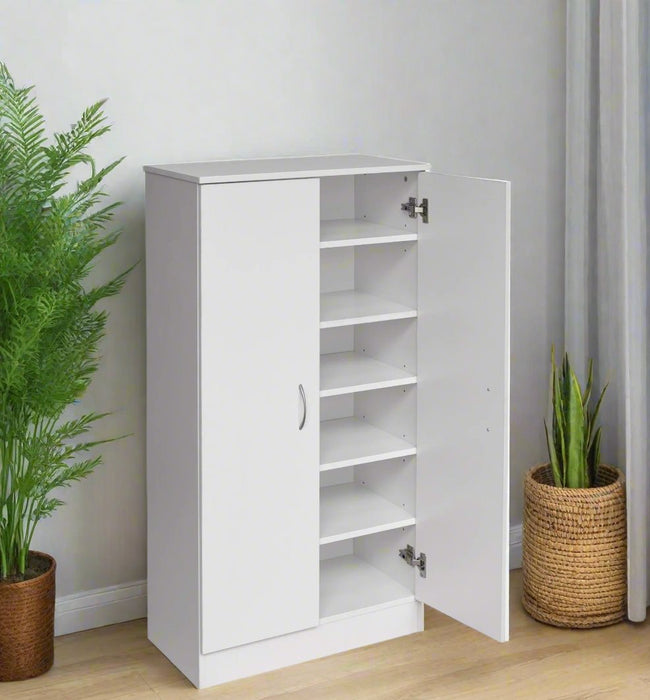 Mission 2 Door Shoe Cabinet 61cm W x 120cm H - White