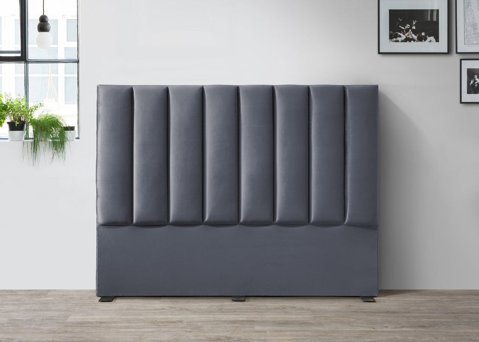 Monaco King Velvet Bedhead, Charcoal
