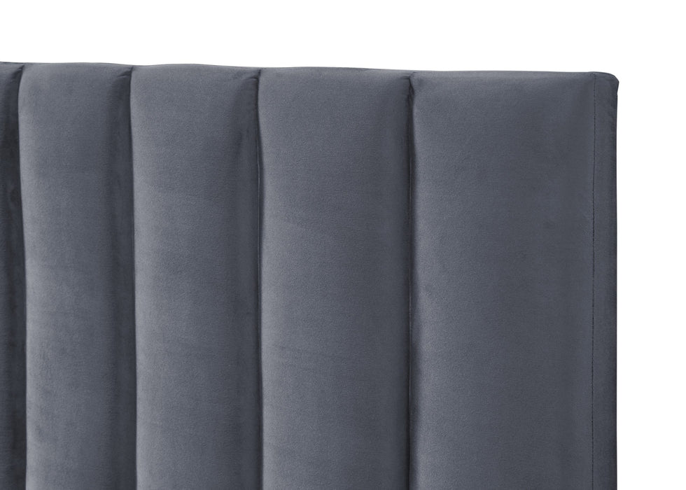 Monaco King Velvet Bedhead, Charcoal