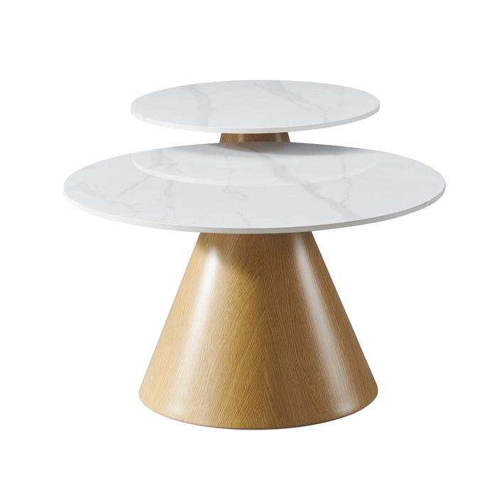 Comet 2 Piece Coffee Table Set – White Top Marble Look