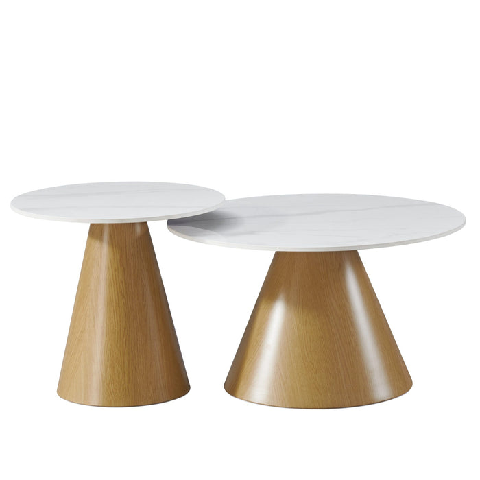 Comet 2 Piece Coffee Table Set – White Top Marble Look