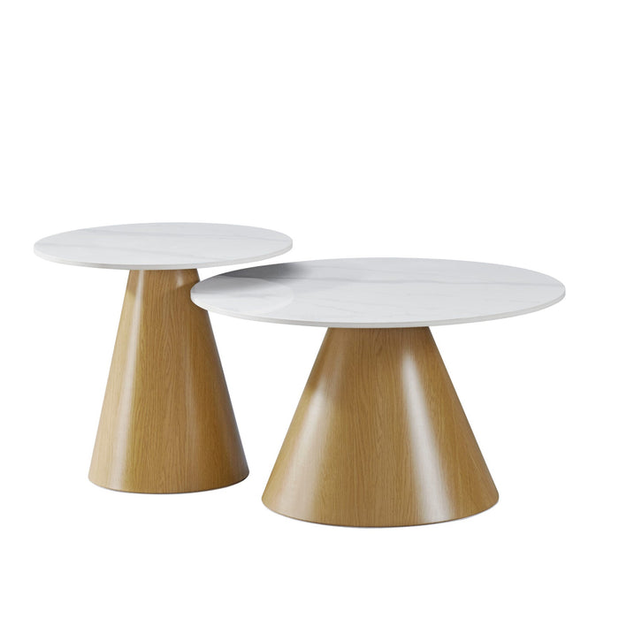 Comet 2 Piece Coffee Table Set – White Top Marble Look