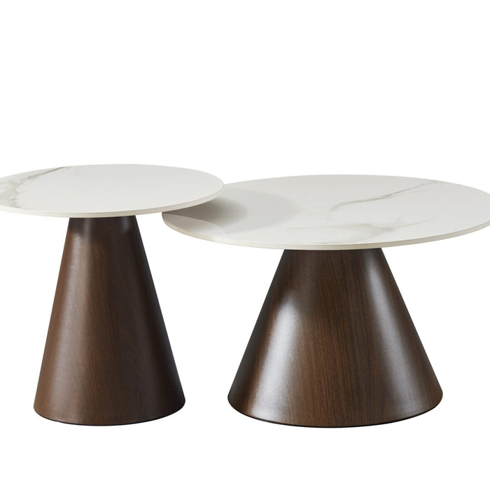 Comet 2 Piece Coffee Table Set – White Top Marble Look