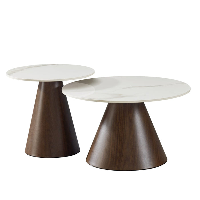 Comet 2 Piece Coffee Table Set – White Top Marble Look