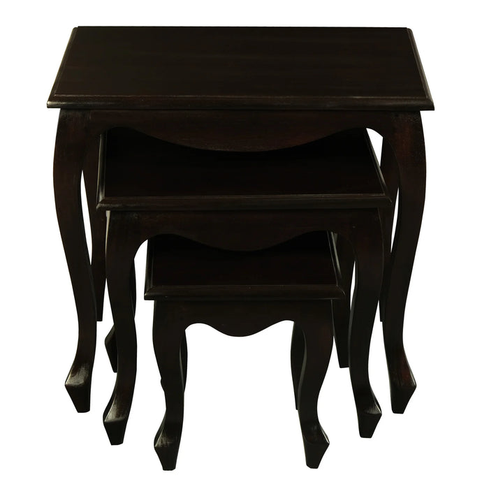 3 Piece Queen Ann Nest of Table Set, Chocolate