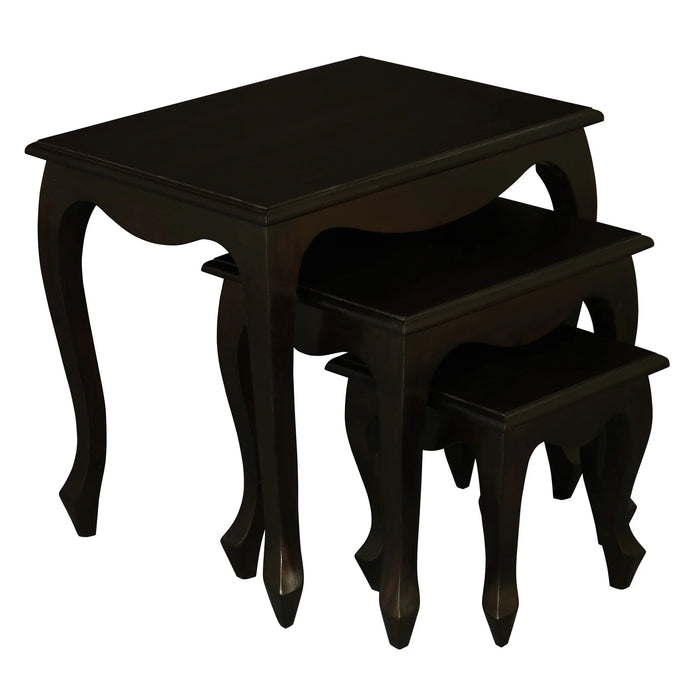 3 Piece Queen Ann Nest of Table Set, Chocolate
