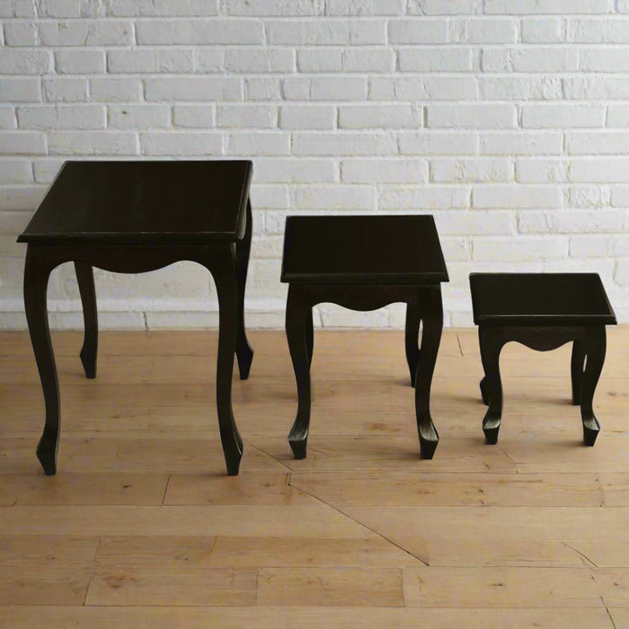 3 Piece Queen Ann Nest of Table Set, Chocolate