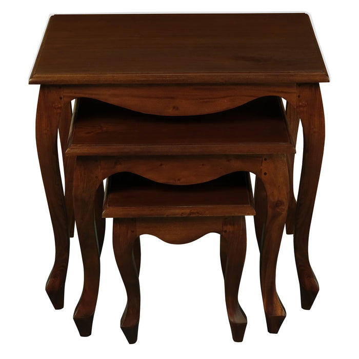 3 Piece Queen Ann Nest of Table Set, Mahogany