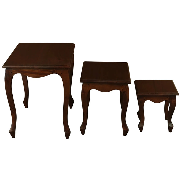 3 Piece Queen Ann Nest of Table Set, Mahogany