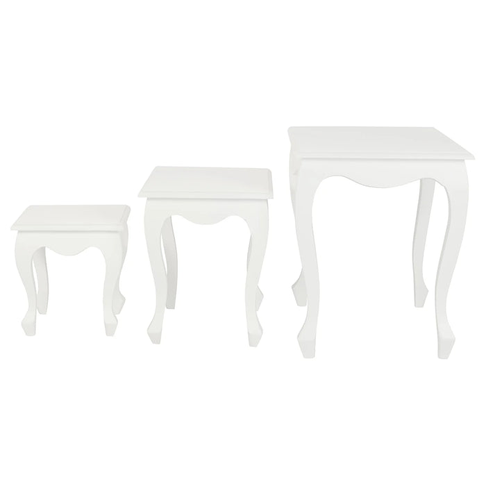 3 Piece Queen Ann Nest of Table Set,  Matte White