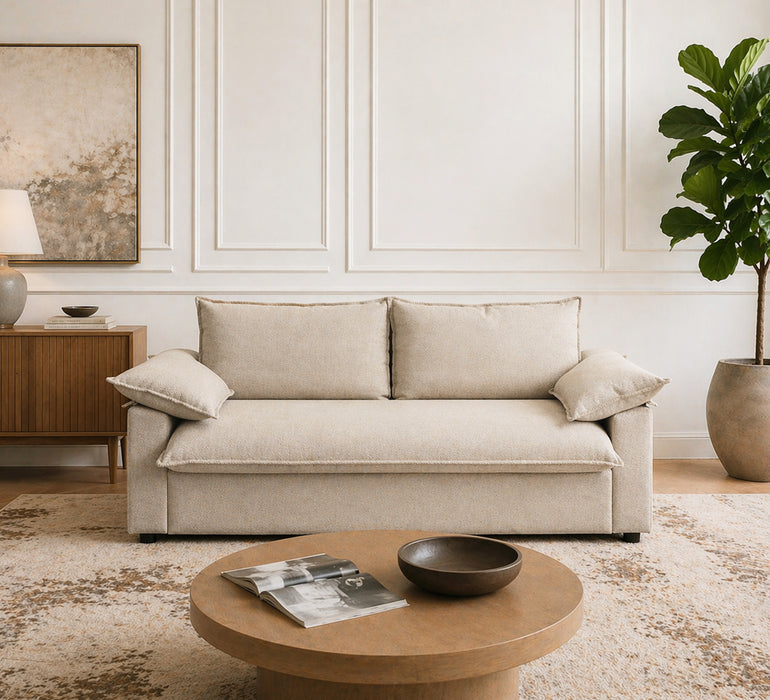 Casabela Beige 2.5 Seater Pull out Sofa Bed with Double Mattress
