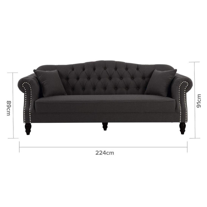 Vaucluse 3 Seater Sofa Charcoal