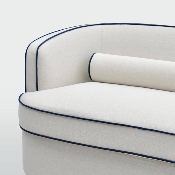 Bridie Hamptons 3 Seater Sofa Lounge Ivory with Blue Piping