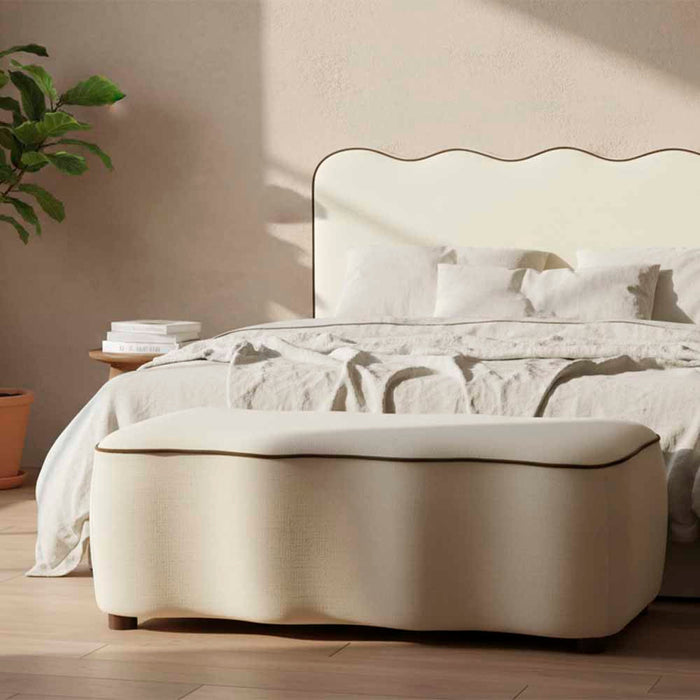 Avoca Rectangular Curved Ottoman Ivory - Bedroom Seat