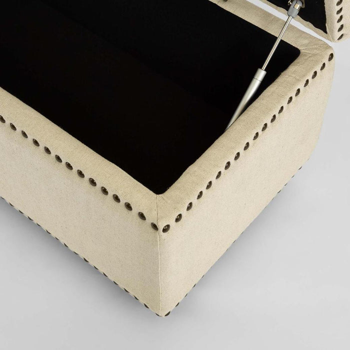 Queenscliff Tufted Storage Ottoman Beige | Elegant Upholstered Storage Bench for Living Room & Bedroom