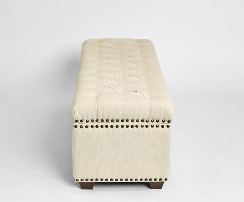Queenscliff Tufted Storage Ottoman Beige | Elegant Upholstered Storage Bench for Living Room & Bedroom