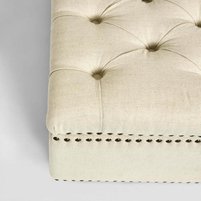 Queenscliff Tufted Storage Ottoman Beige | Elegant Upholstered Storage Bench for Living Room & Bedroom