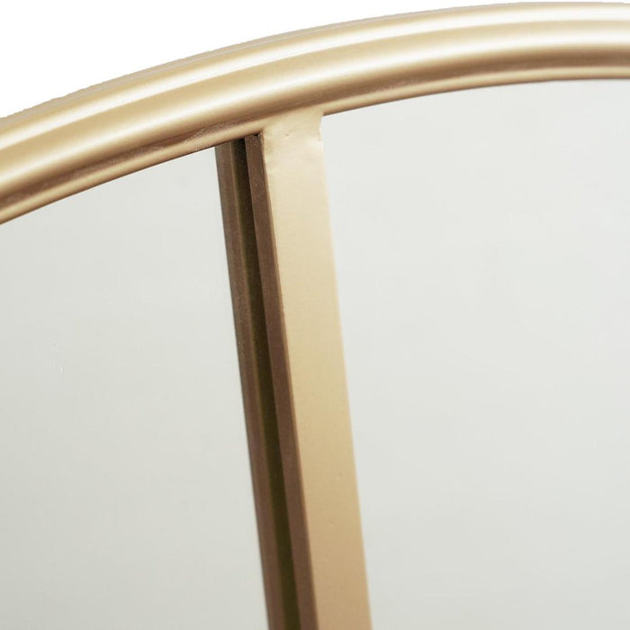 Amelia Gold Rimmed Round Paned Mirror, 120cm
