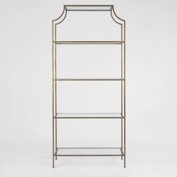 Palladium Brass Iron & Glass Shelf - Living Room