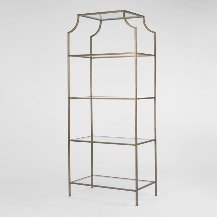 Palladium Brass Iron & Glass Shelf - Living Room
